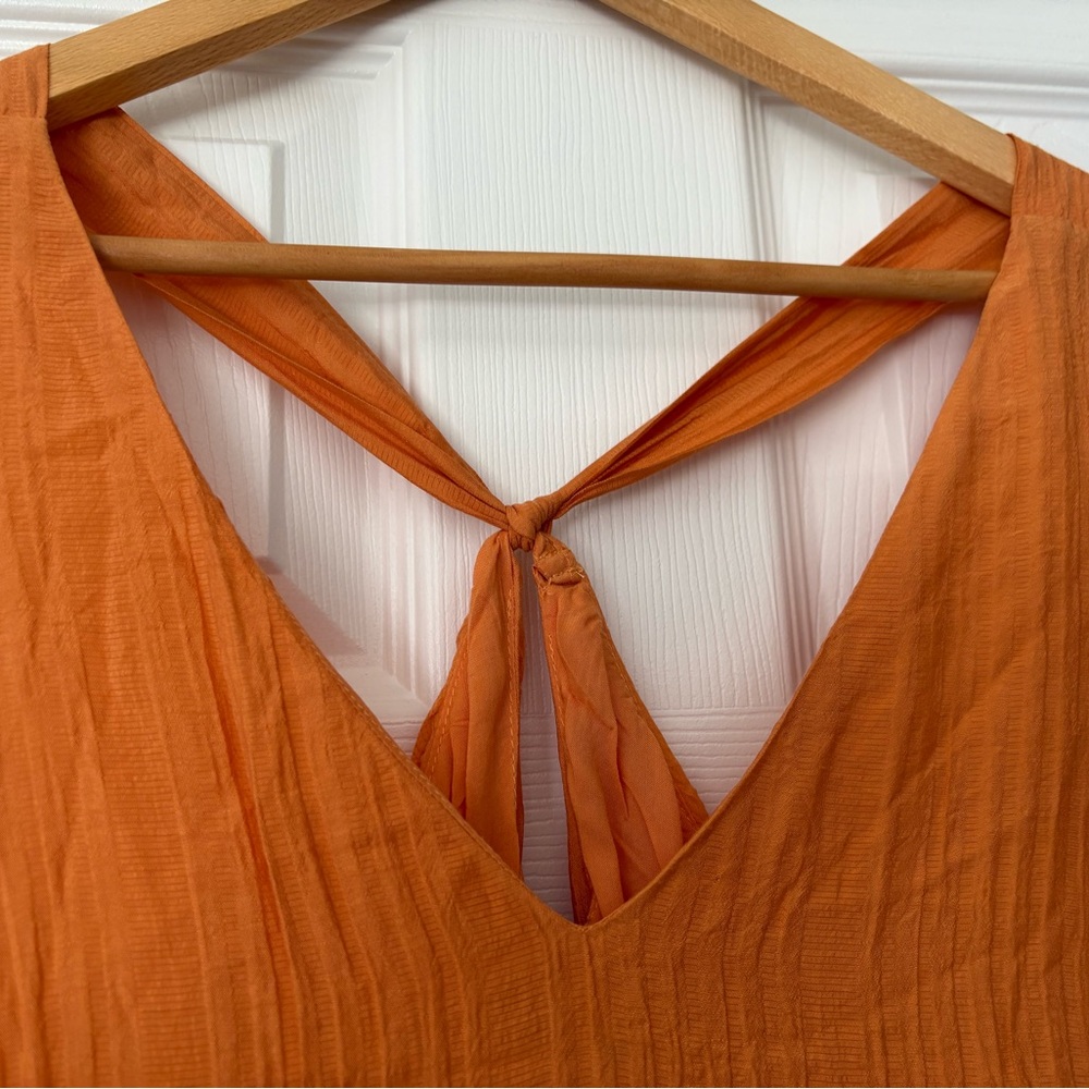 NWT Mango Orange Tiered V‑Neck Maxi Vacation dress - Picture 7 of 10